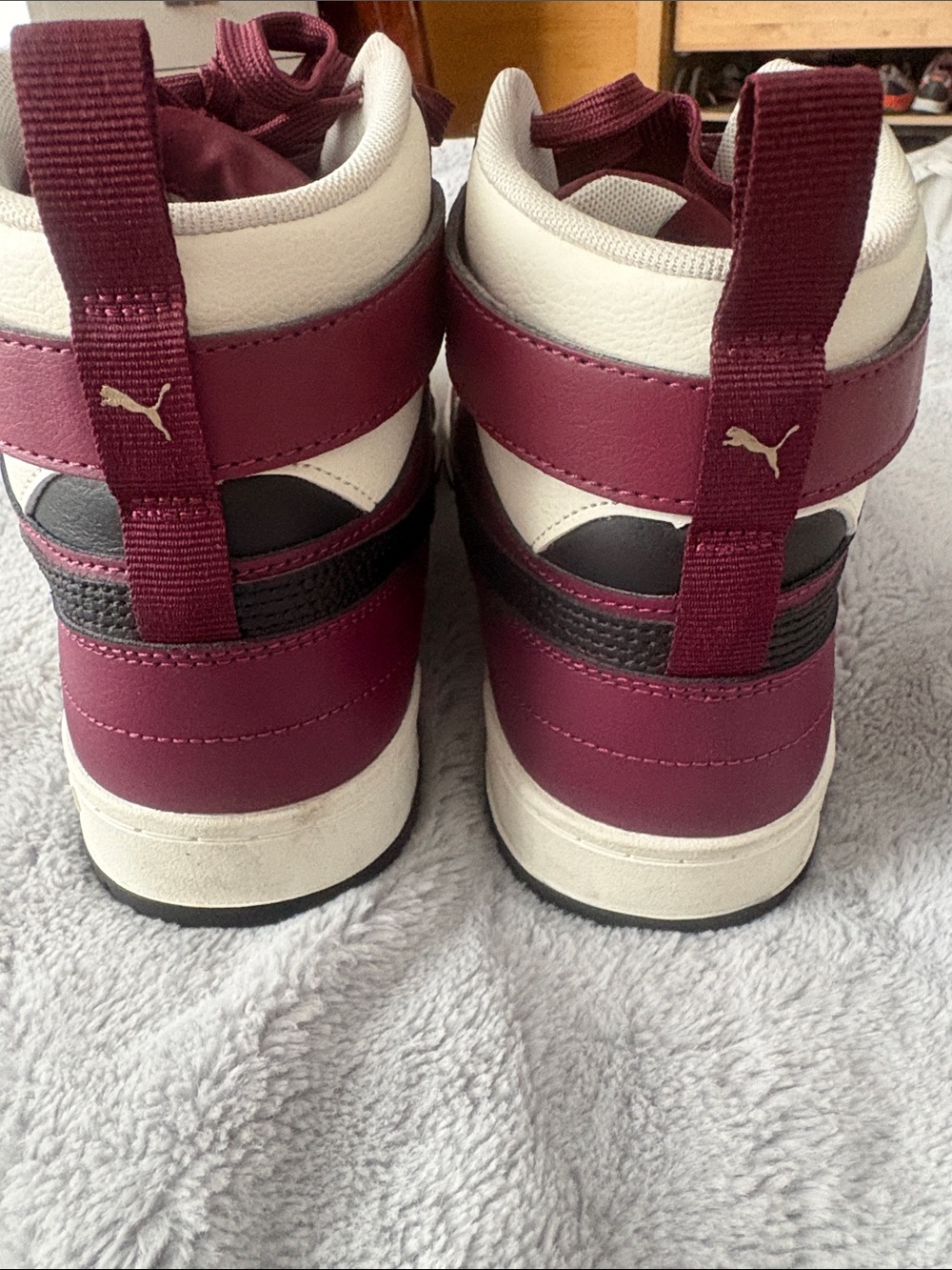 EUC Men’s Puma Rebound Layup High-Top Sneakers - Burgundy and White Size 9 - Picture 7 of 10